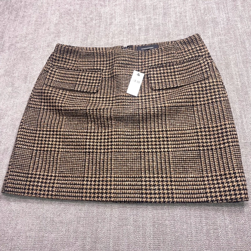 Banana Republic Brown and Black Plaid Midi Skirt